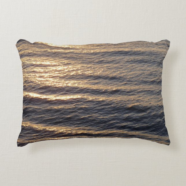 Sunrise on Ocean Waters Calming Photography Accent Pillow (Front)