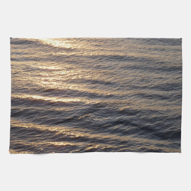 Sunrise on Ocean Waters Calming Photography Kitchen Towel (Horizontal)