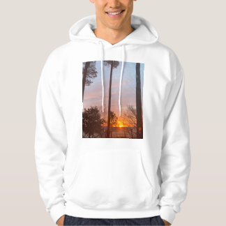 Sunrise on the bay through the trees hoodie