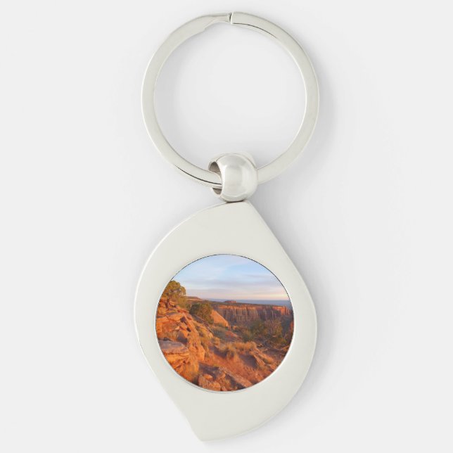 Sunrise on the Grand View Trail at CO Monument Keychain (Front)