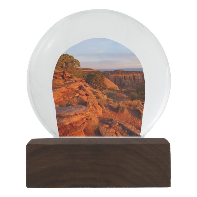 Sunrise on the Grand View Trail at CO Monument Snow Globe (Front)