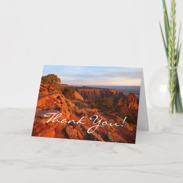 Sunrise on the Grand View Trail at CO Monument Thank You Card (Front)