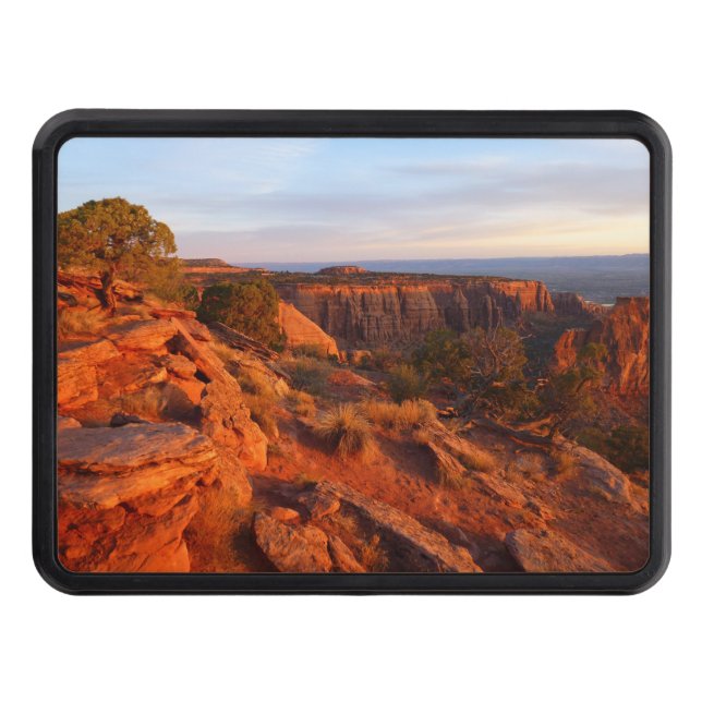 Sunrise on the Grand View Trail at CO Monument Trailer Hitch Cover (Front)