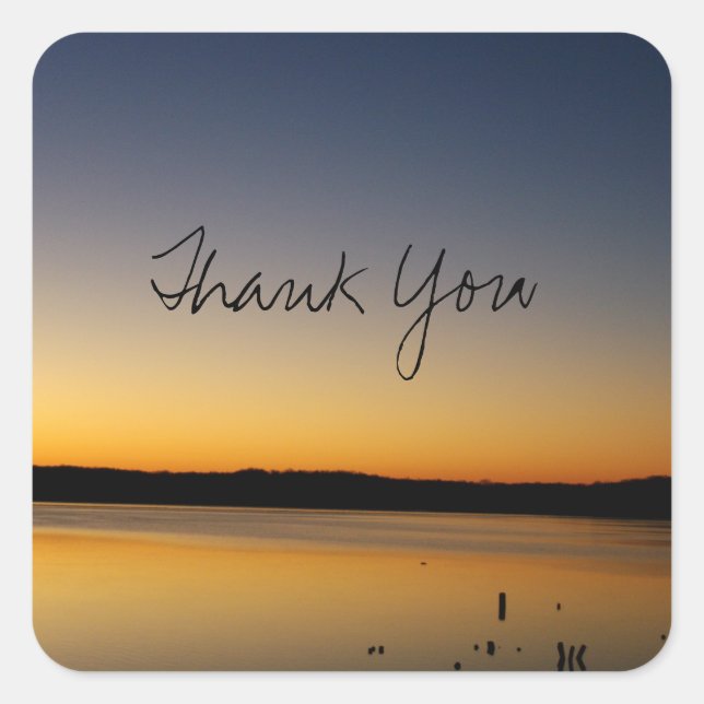 Sunrise on the Lake Thank You Square Sticker (Front)