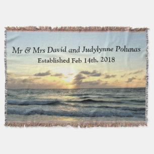 SUNRISE ON THE OCEAN PERSONALIZED WEDDING BLANKET