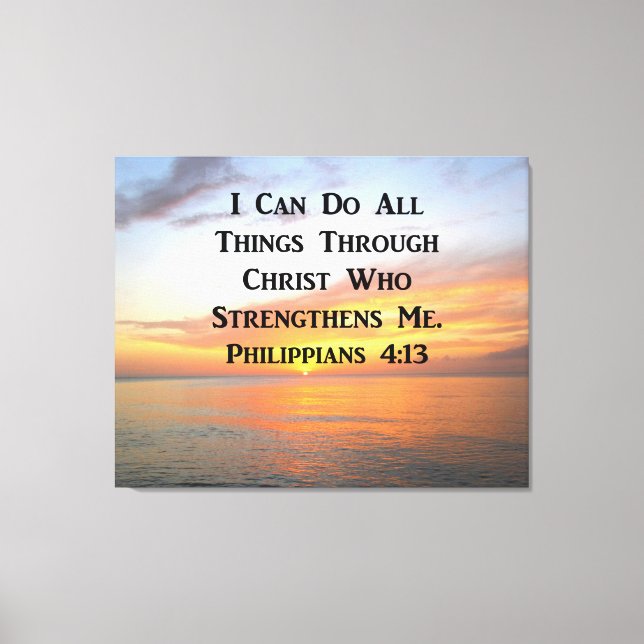 SUNRISE ON THE OCEANS PHILIPPIANS 4:13 SCRIPTURE CANVAS PRINT (Front)
