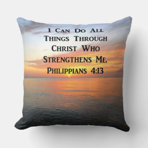 SUNRISE ON THE OCEANS PHILIPPIANS 4:13 SCRIPTURE THROW PILLOW