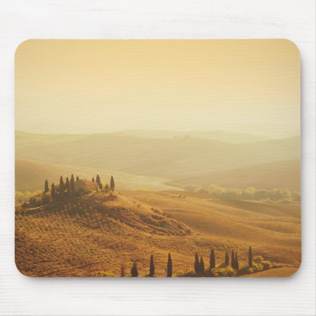 Sunrise over a landscape in Tuscany mousepad (Front)