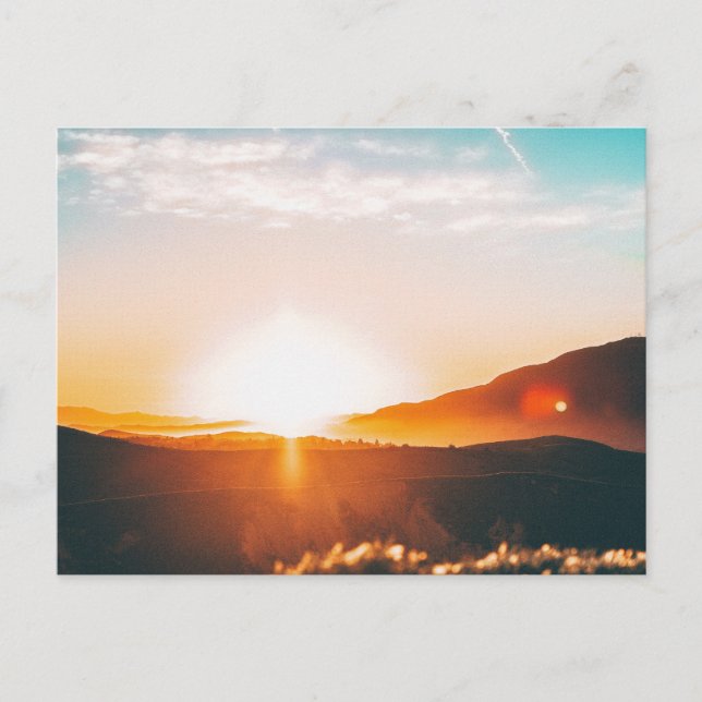 sunrise over a mountain holiday postcard (Front)