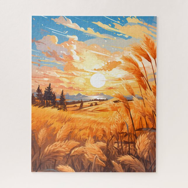 Sunrise Over a Wheat Field Jigsaw Puzzle (Vertical)