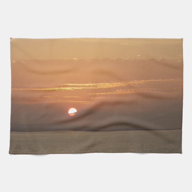 Sunrise over Aruba I Caribbean Seascape Kitchen Towel (Horizontal)