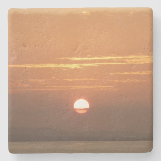 Sunrise over Aruba I Caribbean Seascape Stone Coaster (Front)