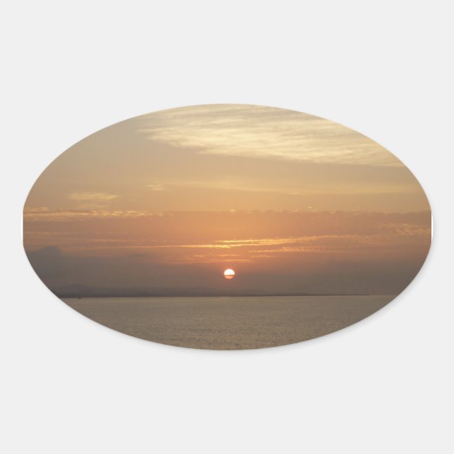 Sunrise over Aruba II Caribbean Seascape Oval Sticker (Front)