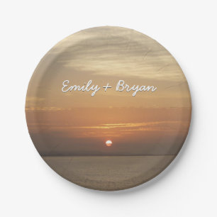 Sunrise over Aruba II Caribbean Seascape Paper Plate