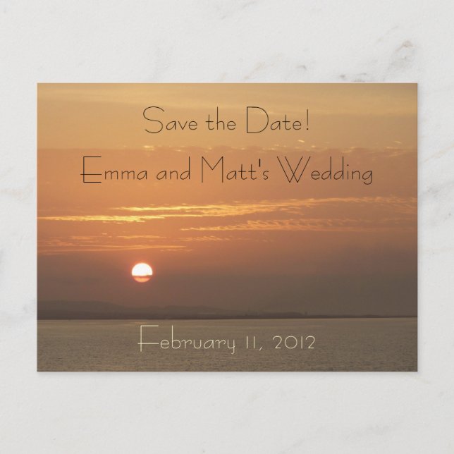 Sunrise over Aruba Save the Date Postcard (Front)