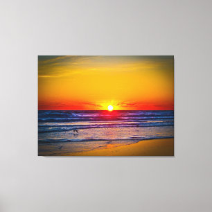 Sunrise Over Atlantic Ocean & Water Reflection Canvas Print