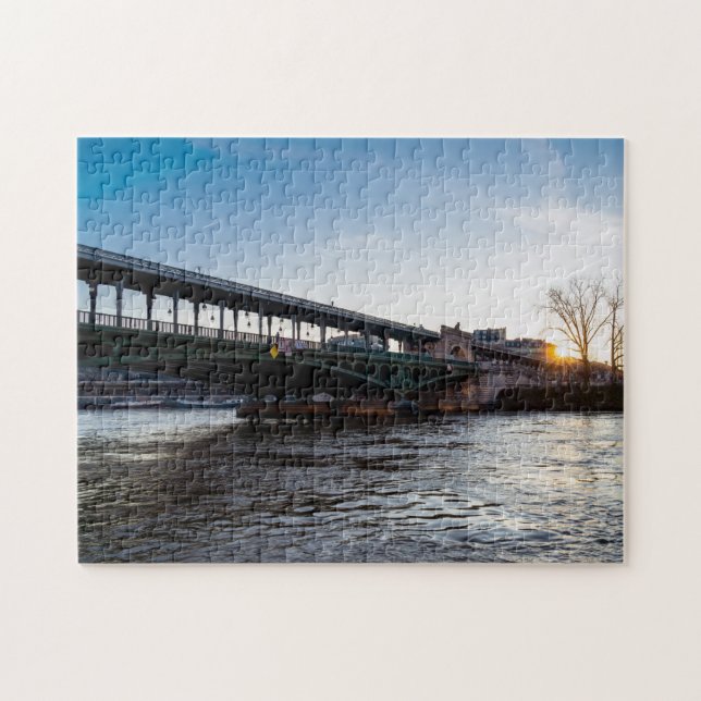 Sunrise over Bir-Hakeim bridge in winter - Paris Jigsaw Puzzle (Horizontal)