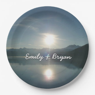 Sunrise over College Fjord Alaska Photography Paper Plate