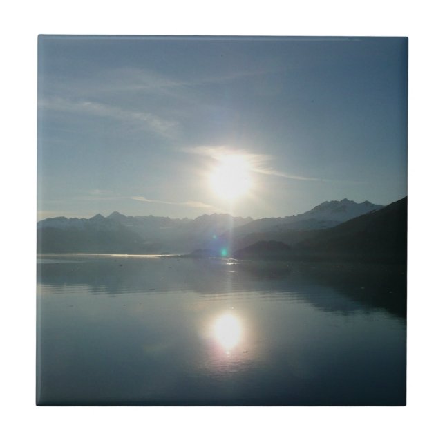 Sunrise over College Fjord Alaska Photography Tile (Front)