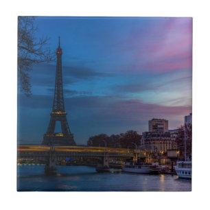 Sunrise over Eiffel tower - Paris, France, Europe Tile