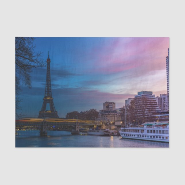 Sunrise over Eiffel tower - Paris, France, Europe Tissue Paper (Front)