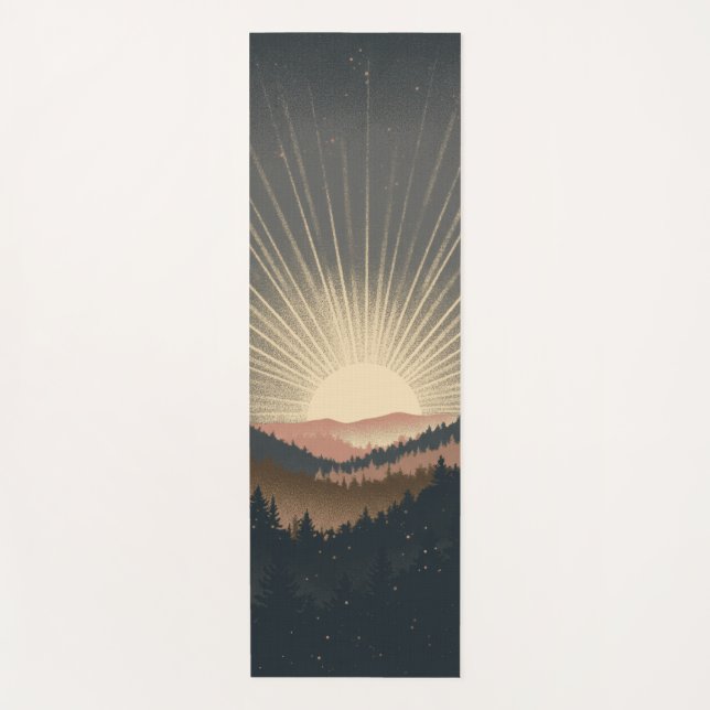 Sunrise Over Forest Mountains Yoga Mat (Front)
