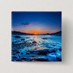 Sunrise Over Horizon At Seashore At Dawn 2 Inch Square Button