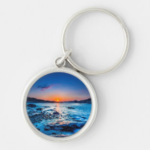 Sunrise Over Horizon At Seashore At Dawn Keychain