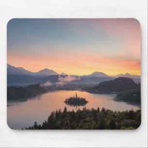 Sunrise over Lake Bled mousepad