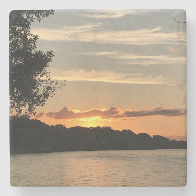 Sunrise Over Lake Stone Coaster (Front)