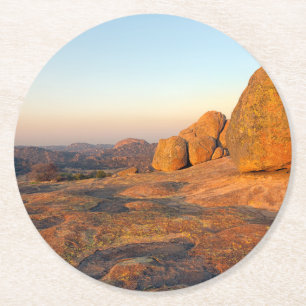 Sunrise over Matobo Hills Round Paper Coaster