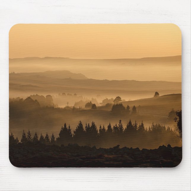 Sunrise Over Misty Rolling Hills Landscape Mouse Pad (Front)
