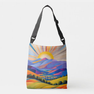 Sunrise Over Purple Mountains And Hills Art Crossbody Bag
