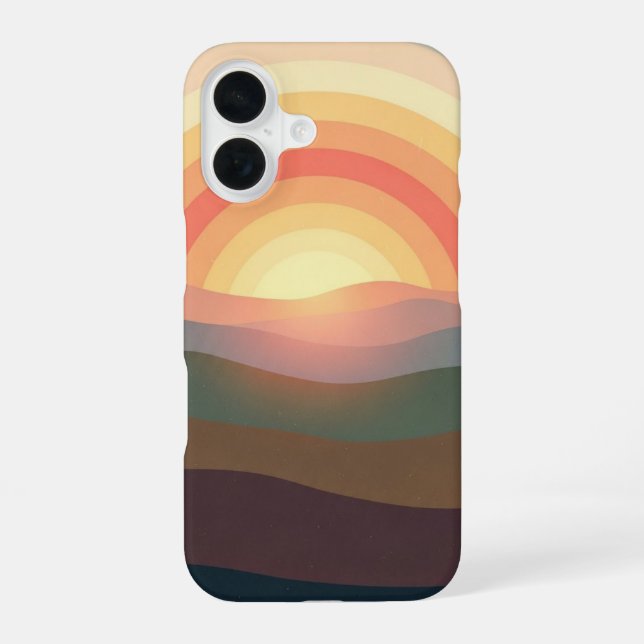 Sunrise Over Retro Hills iPhone 16 Case (Back)