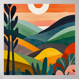 Sunrise Over Rolling Hills Poster