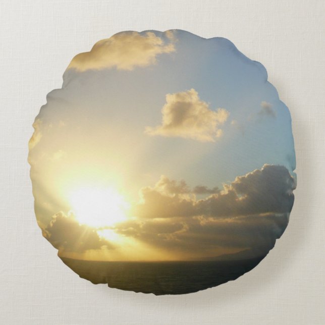 Sunrise over San Juan II Puerto Rico Round Pillow (Front)