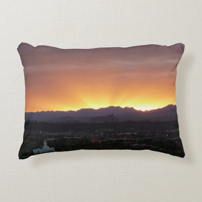 Sunrise over St. George Utah Landscape Accent Pillow (Front)