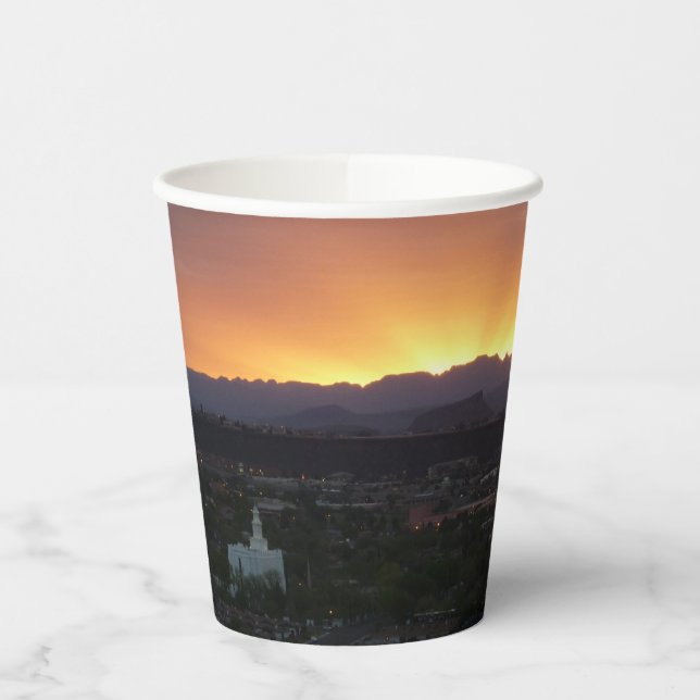 Sunrise over St. George Utah Landscape Paper Cups (Left)