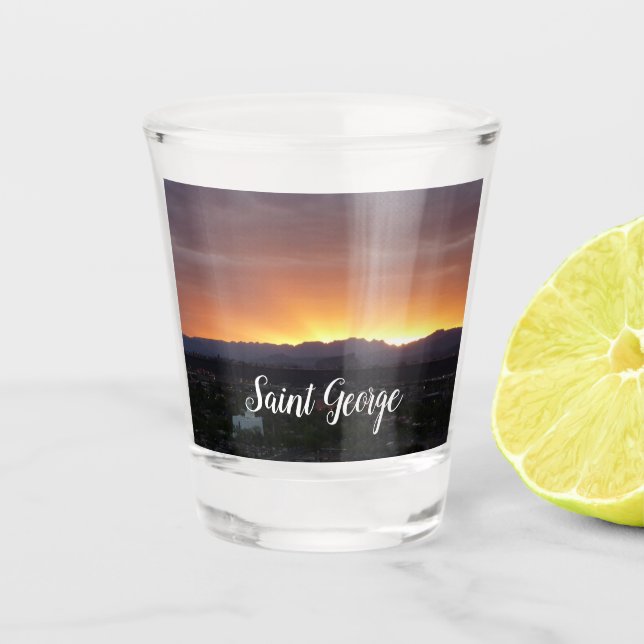 Sunrise over St. George Utah Landscape Shot Glass (Front)