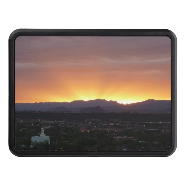Sunrise over St. George Utah Landscape Trailer Hitch Cover (Front)