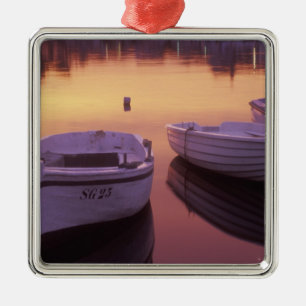 Sunrise over Stari Grad harbour with fishing Metal Ornament