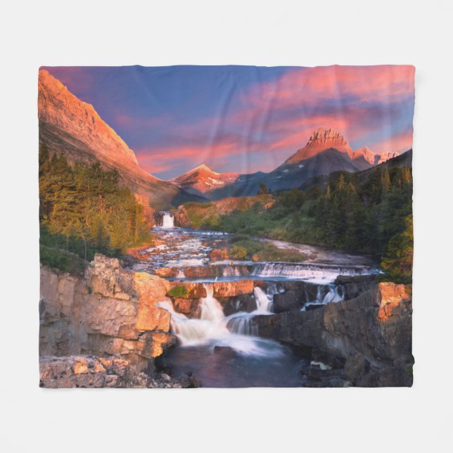 Sunrise over Swiftcurrent Creek Fleece Blanket (Front (Horizontal))