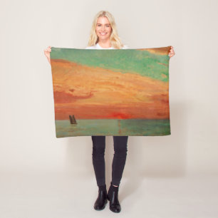 Sunrise over the Eastern Sea (Asian Art) (Takeji) Fleece Blanket