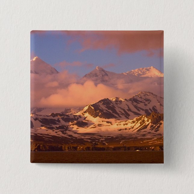 Sunrise over the mountain ranges on South 2 Inch Square Button (Front)