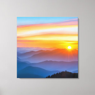 Sunrise over the mountains canvas print
