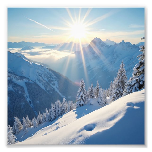 Sunrise over the mountains of America Photo Print (Front)