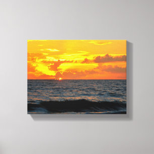 Sunrise over the ocean Stretched Canvas Print