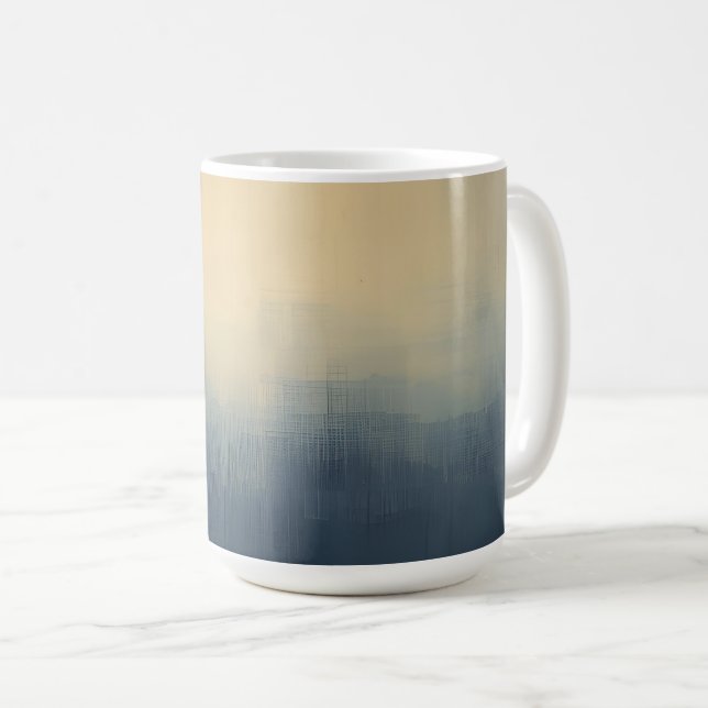Sunrise Over the Skyline – Abstract Gradient City  Coffee Mug (Front Right)