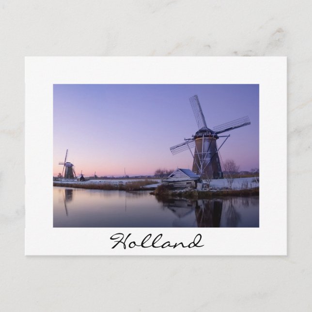 Sunrise over the windmills of Kinderdijk postcard (Front)