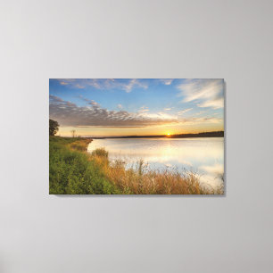 Sunrise Over Wetlands At Arrowwood National Canvas Print